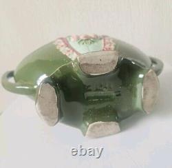 Art Nouveau Antique Duxer Porzellan-Manufaktur (Dux) Green Vase Jardiniere 9.5cm