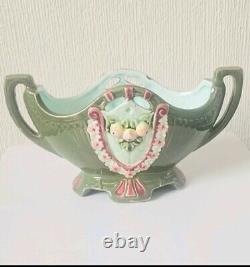 Art Nouveau Antique Duxer Porzellan-Manufaktur (Dux) Green Vase Jardiniere 9.5cm