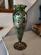 Art Nouveau Antique Green Glass Vase With Fine Silver (999/1000) Overlay Alvin