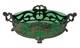 Art Nouveau Antique Metal Fruit Bowl With Green Uranium Glass Liner