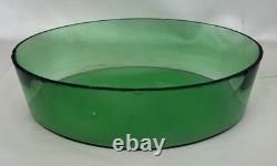 Art Nouveau Antique Metal Fruit Bowl With Green Uranium Glass Liner