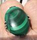 Art Nouveau Antique Ring Malachite Orchid Detail On Shank Amazing Size Q Real