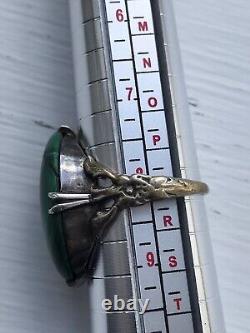 Art Nouveau Antique ring Malachite Orchid detail on shank Amazing size Q real