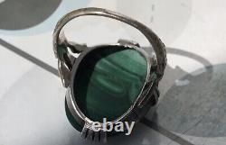 Art Nouveau Antique ring Malachite Orchid detail on shank Amazing size Q real