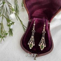 Art Nouveau Art Nouveau Earrings Breaking Rose Gold Plated Peridot Freshwater Bead