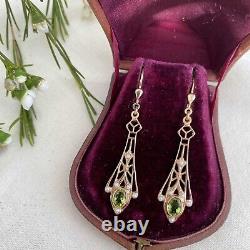 Art Nouveau Art Nouveau Earrings Breaking Rose Gold Plated Peridot Freshwater Bead