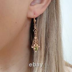 Art Nouveau Art Nouveau Earrings Breaking Rose Gold Plated Peridot Freshwater Bead