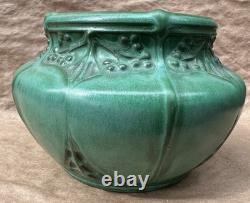 Art Nouveau Austrian Bohemian Matte Green Art Pottery Vase