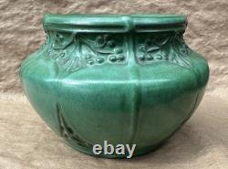 Art Nouveau Austrian Bohemian Matte Green Art Pottery Vase