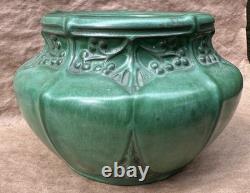 Art Nouveau Austrian Bohemian Matte Green Art Pottery Vase