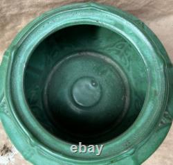 Art Nouveau Austrian Bohemian Matte Green Art Pottery Vase