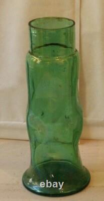 Art Nouveau Austrian Tall Glass Vase Dimpled Form