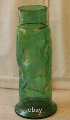 Art Nouveau Austrian Tall Glass Vase Dimpled Form