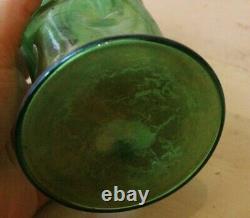 Art Nouveau Austrian Tall Glass Vase Dimpled Form