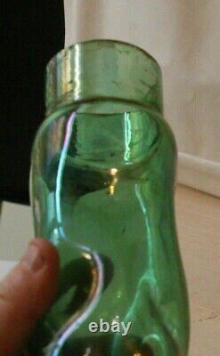 Art Nouveau Austrian Tall Glass Vase Dimpled Form