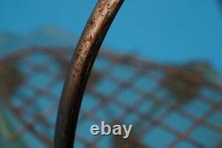 Art Nouveau Bagley Green Glass Evesham Posy Basket with gold metal stand 1920