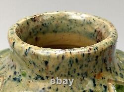 Art Nouveau Belgian pottery vase, drip glazed incised with tall flowers c1900