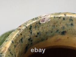 Art Nouveau Belgian pottery vase, drip glazed incised with tall flowers c1900