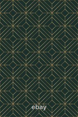 Art Nouveau Bespoke Emerald Green Geometric Peel and Stick Wallpaper Wall Mural