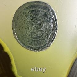 Art Nouveau Bezau Perla Lux Green Floral Cameo Glass Enameled Vase Signed