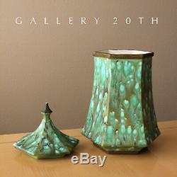 Art Nouveau! Blue Green Glaze Pottery! Porcelain Container Vase MID Century 70s