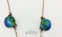Art Nouveau Blue/green Enamel On Silver Peacock Necklace