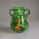 Art Nouveau Bohemian Moser Style Green Glass Vase Handpainted
