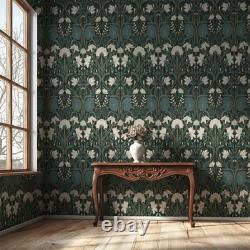 Art Nouveau Botanical Wallpaper Vintage Floral Green William Morris Wall Mural
