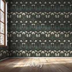 Art Nouveau Botanical Wallpaper Vintage Floral Green William Morris Wall Mural