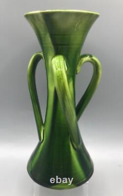 Art Nouveau British Art Pottery Three Handled Vase, Linthorpe / Bretby Style