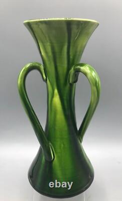 Art Nouveau British Art Pottery Three Handled Vase, Linthorpe / Bretby Style