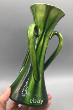 Art Nouveau British Art Pottery Three Handled Vase, Linthorpe / Bretby Style