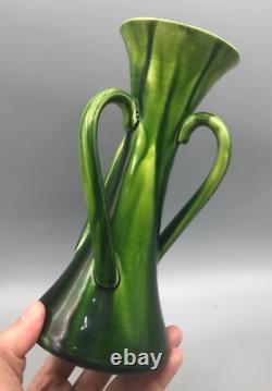Art Nouveau British Art Pottery Three Handled Vase, Linthorpe / Bretby Style