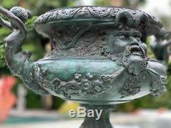 Art Nouveau Bronze Vase Urn Sculpture