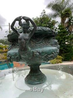 Art Nouveau Bronze Vase Urn Sculpture