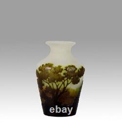Art Nouveau Cameo Glass Vase entitled Green Landscape Vase by Emile Gallé