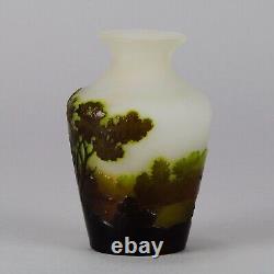 Art Nouveau Cameo Glass Vase entitled Green Landscape Vase by Emile Gallé