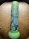 Art Nouveau Cameo Glass Vase In Style Of Emile Gall&eacute; Violet And Green 16 Tall