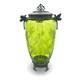 Art Nouveau Castilian Double Dragonfly Green Etched Glass Footed Vase/urn