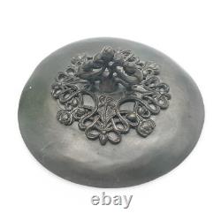 Art Nouveau Castilian Double Dragonfly Green Etched Glass Footed Vase/Urn