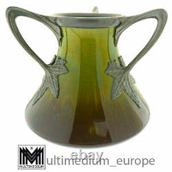 Art Nouveau Ceramic Vase Pewter Mount 8673 ceramic Pottery