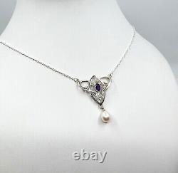 Art Nouveau Chain Art Nouveau Necklace Opal Beads Sterling Silver