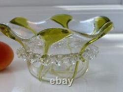 Art Nouveau Circa 1900 Stuart and Sons Art Glass Bowl Sage Green Trails