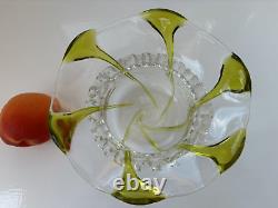 Art Nouveau Circa 1900 Stuart and Sons Art Glass Bowl Sage Green Trails