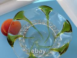 Art Nouveau Circa 1900 Stuart and Sons Art Glass Bowl Sage Green Trails