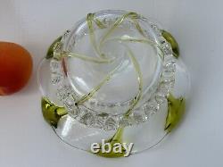 Art Nouveau Circa 1900 Stuart and Sons Art Glass Bowl Sage Green Trails