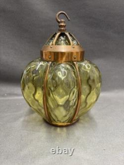Art Nouveau Copper And Green Glass Lantern
