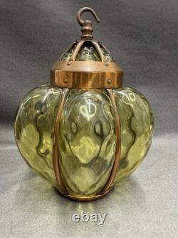 Art Nouveau Copper And Green Glass Lantern