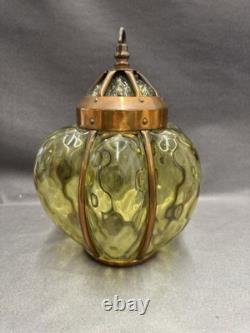Art Nouveau Copper And Green Glass Lantern