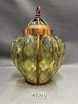 Art Nouveau Copper And Green Glass Lantern